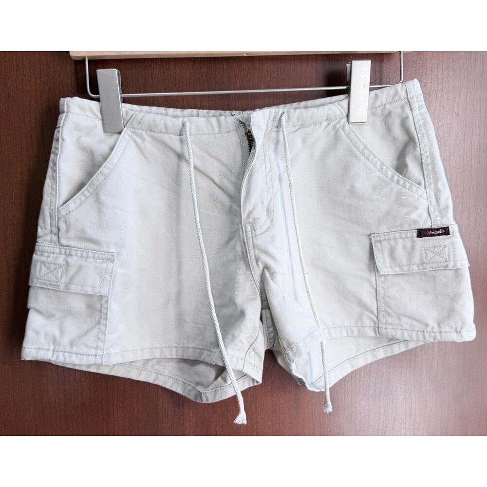 Y2K 2000s Low Rise Shorts Size 7 Juniors Khaki Tan Micro Cargo Grunge Cargo